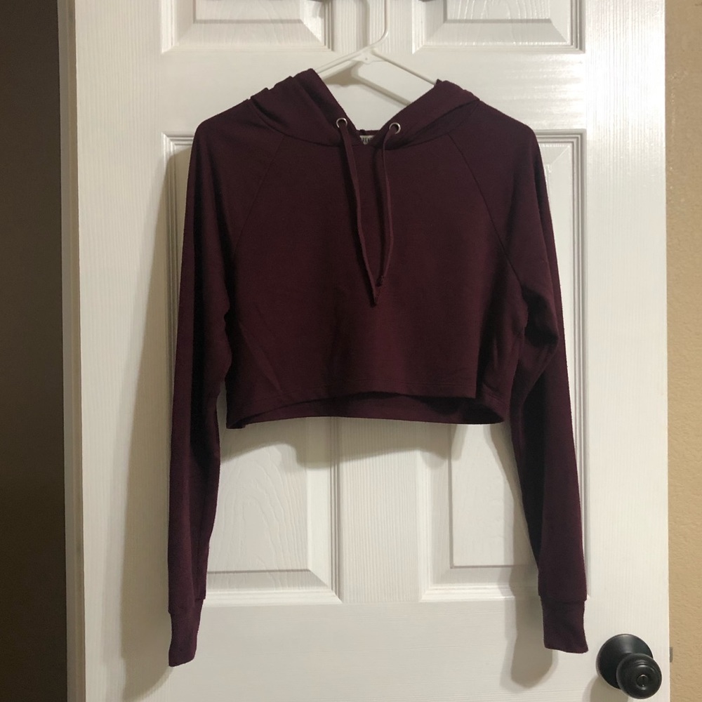 Forever 21 Burgundy Crop Hoodie - Size S